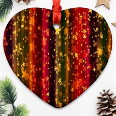 Background Stars Pattern Wallpaper Christmas Heart Ornament (two Sides) by artworkshop