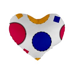 Circles Standard 16  Premium Flano Heart Shape Cushions by nateshop