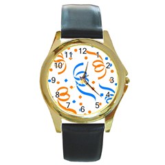 Confetti Round Gold Metal Watch by nateshop