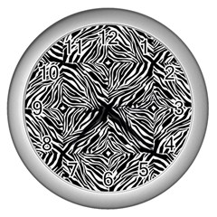 Design-background White Black Wall Clock (silver) by nateshop