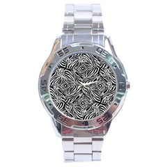 Design-background White Black Stainless Steel Analogue Watch by nateshop