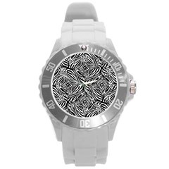 Design-background White Black Round Plastic Sport Watch (l) by nateshop