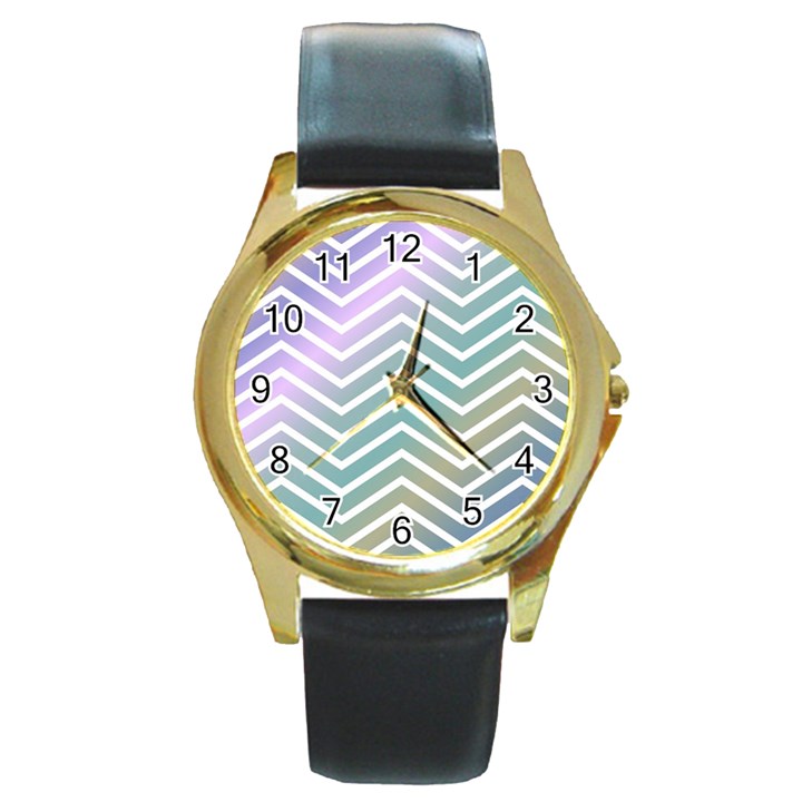 Zigzag-maves Round Gold Metal Watch