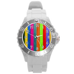 Wood Calor Round Plastic Sport Watch (l) by nateshop