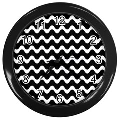 Wave-black White Wall Clock (black) by nateshop