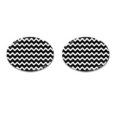 Wave-black White Cufflinks (oval) by nateshop