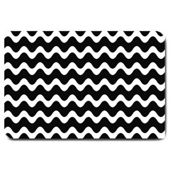 Wave-black White Large Doormat  by nateshop