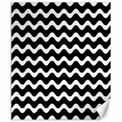 Wave-black White Canvas 20  X 24  by nateshop