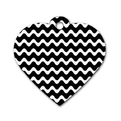 Wave-black White Dog Tag Heart (one Side) by nateshop