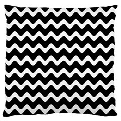 Wave-black White Large Cushion Case (two Sides) by nateshop