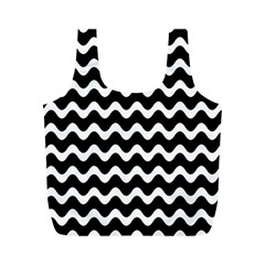 Wave-black White Full Print Recycle Bag (m) by nateshop