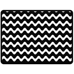 Wave-black White Double Sided Fleece Blanket (large)  by nateshop