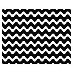 Wave-black White Double Sided Flano Blanket (medium)  by nateshop