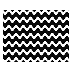 Wave-black White Double Sided Flano Blanket (large)  by nateshop