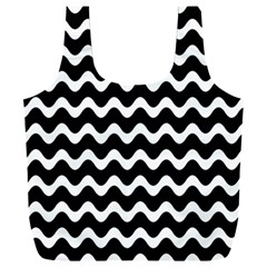 Wave-black White Full Print Recycle Bag (xxl) by nateshop