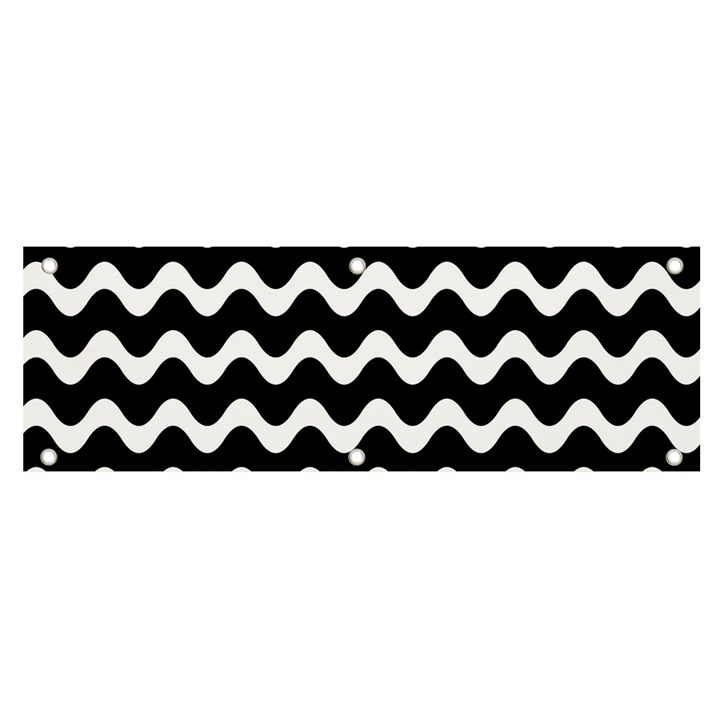 Wave-black White Banner and Sign 6  x 2 