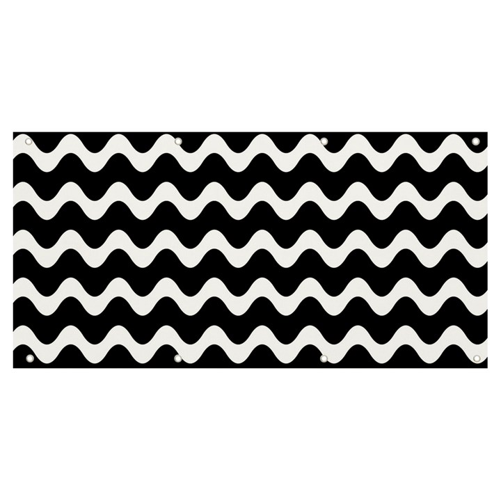 Wave-black White Banner and Sign 8  x 4 