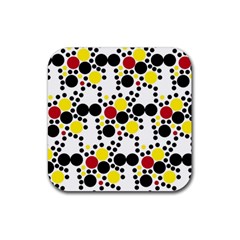 Pattern-polka Yellow Re Black Rubber Coaster (square) by nateshop