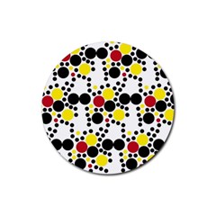 Pattern-polka Yellow Re Black Rubber Coaster (round) by nateshop