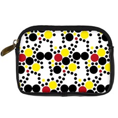 Pattern-polka Yellow Re Black Digital Camera Leather Case by nateshop