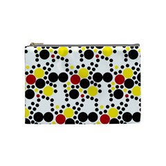 Pattern-polka Yellow Re Black Cosmetic Bag (medium) by nateshop