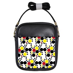 Pattern-polka Yellow Re Black Girls Sling Bag by nateshop