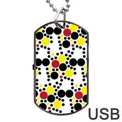 Pattern-polka Yellow Re Black Dog Tag Usb Flash (one Side) by nateshop