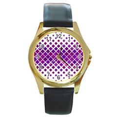 Pattern-box Purple White Round Gold Metal Watch by nateshop