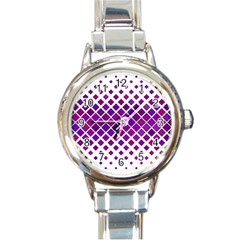 Pattern-box Purple White Round Italian Charm Watch by nateshop