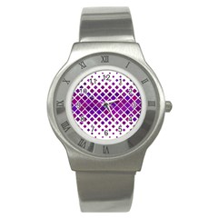 Pattern-box Purple White Stainless Steel Watch by nateshop