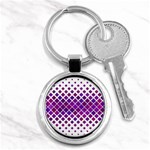 Pattern-box Purple White Key Chain (Round) Front