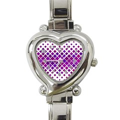 Pattern-box Purple White Heart Italian Charm Watch by nateshop