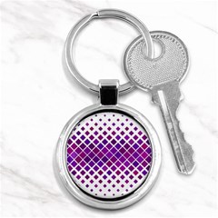 Pattern-box Purple White Key Chain (round) by nateshop