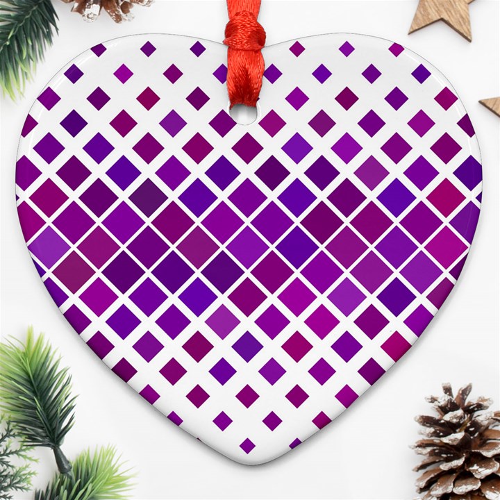 Pattern-box Purple White Heart Ornament (Two Sides)