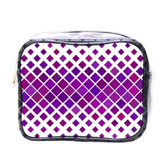 Pattern-box Purple White Mini Toiletries Bag (one Side) by nateshop