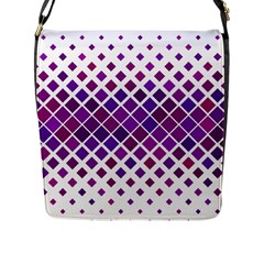 Pattern-box Purple White Flap Closure Messenger Bag (l) by nateshop