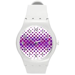 Pattern-box Purple White Round Plastic Sport Watch (m) by nateshop