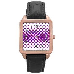 Pattern-box Purple White Rose Gold Leather Watch  by nateshop