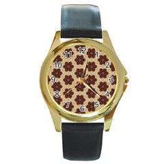 Pattern-flower Round Gold Metal Watch by nateshop