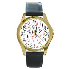 Watercolor-fruit Round Gold Metal Watch by nateshop