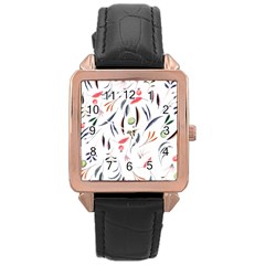 Watercolor-fruit Rose Gold Leather Watch  by nateshop