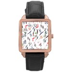 Watercolor-fruit Rose Gold Leather Watch  Front