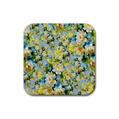 Background-flower White Rubber Coaster (square) by nateshop