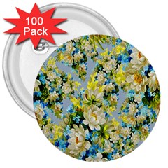 Background-flower White 3  Buttons (100 Pack)  by nateshop