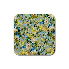 Background-flower White Rubber Square Coaster (4 Pack) by nateshop