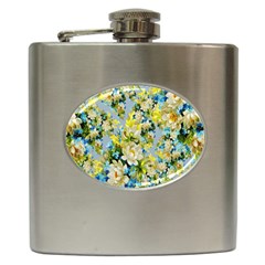 Background-flower White Hip Flask (6 Oz) by nateshop