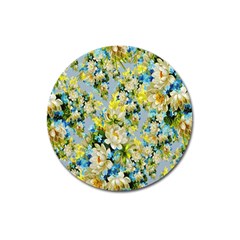 Background-flower White Magnet 3  (round) by nateshop