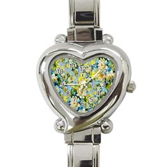 Background-flower White Heart Italian Charm Watch by nateshop