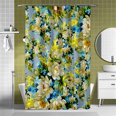 Background-flower White Shower Curtain 48  X 72  (small)  by nateshop