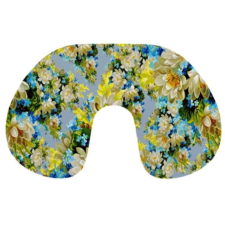 Background-flower White Travel Neck Pillow